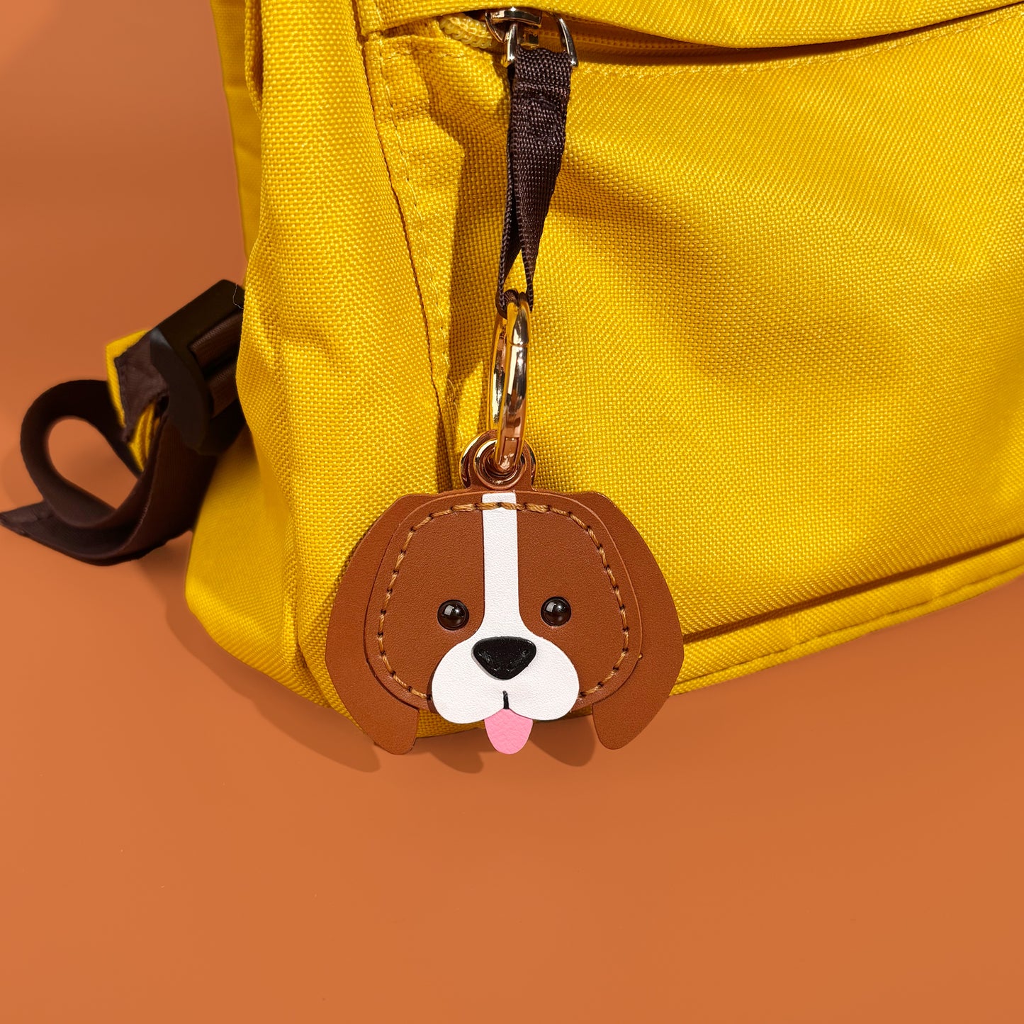 airtag holder handmade leather keychain beagle on bag