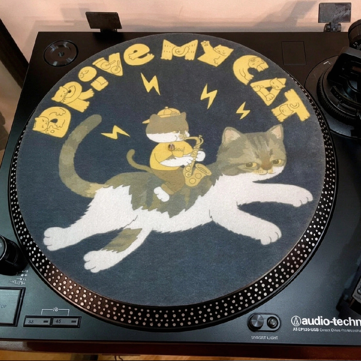 Cat Series Vinyl Record Slipmat – Wool Felt Turntable Mat & Vinyl Player Accessory