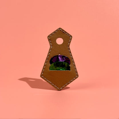 Brown unique tie-shaped leather guitar pick pouch with pick