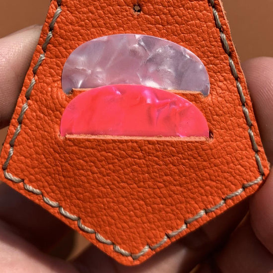 Handmade sheepskin leather guitar pick pouch making of video