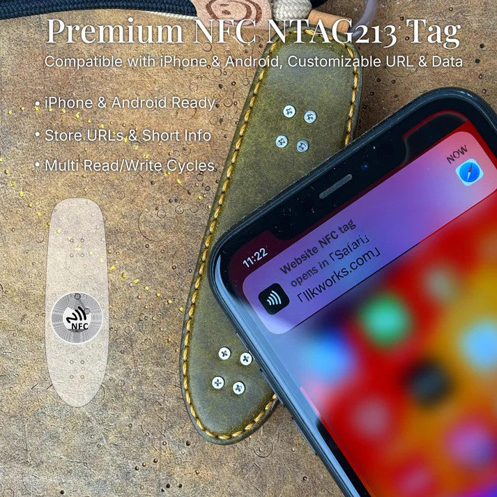 Personalized NFC Leather Cruiser Mini Skateboard Keychain | Custom Engraved Veg-Tan Fingerboard Charm | Unique Gift for Skaters