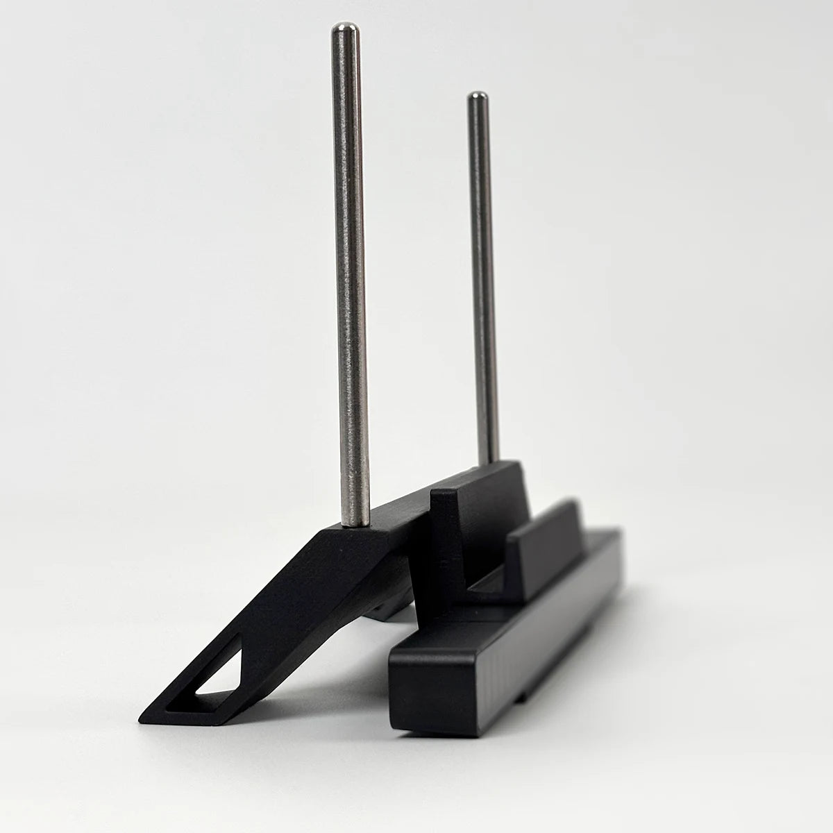 Vinyl record stand with sound reactive RGB LED light bar.