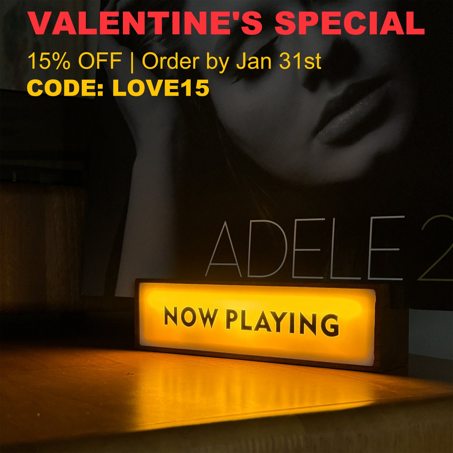 Now Playing Vinyl Record Stand - Stylish Display with Auto LED Lighting